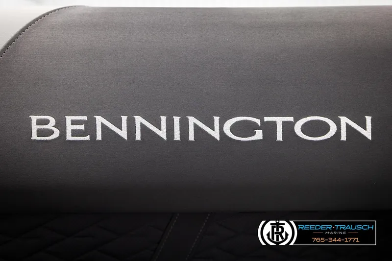 Slide: The Image of Bennington SLJSF 2026 logo on dark fabric with Reeder-Trausch Marine branding. - 43
