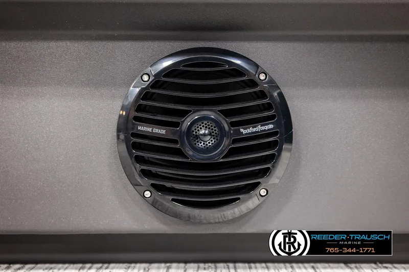 Slide: The Image of Marine-grade speaker on 2026 Bennington SLJSF boat, featuring Rockford Fosgate design. - 45