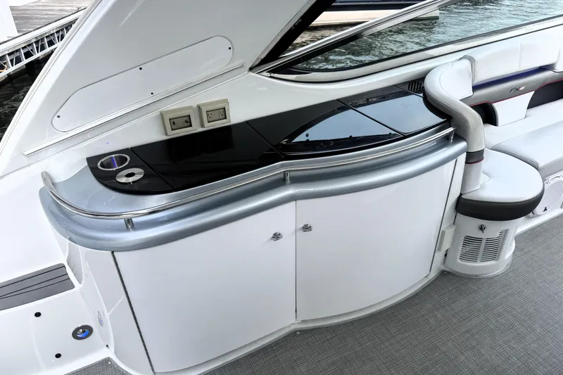 Slide: The Image of Luxurious interior of 2014 Formula 400 FX8 yacht with sleek seating and modern amenities. - 9