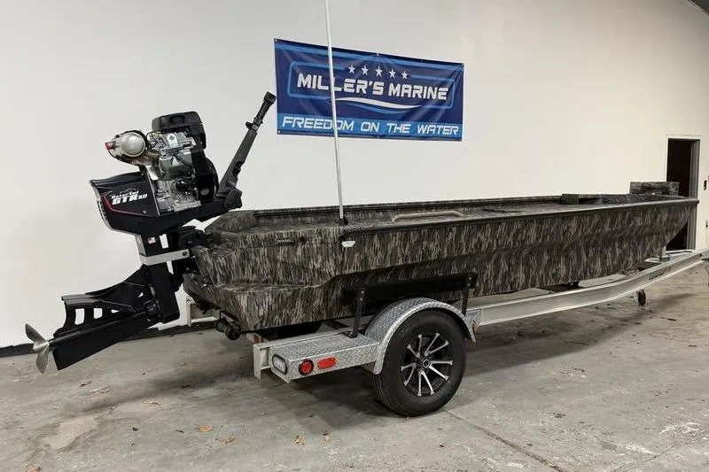 Slide: The Image of 2026 Havoc 1756 MRST boat on trailer at Miller's Marine showroom. - 4