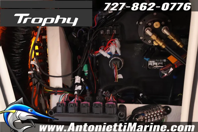 Slide: The Image of Electrical system of 2026 Bayliner Trophy T25 Explorer boat, featuring wiring and components. - 42