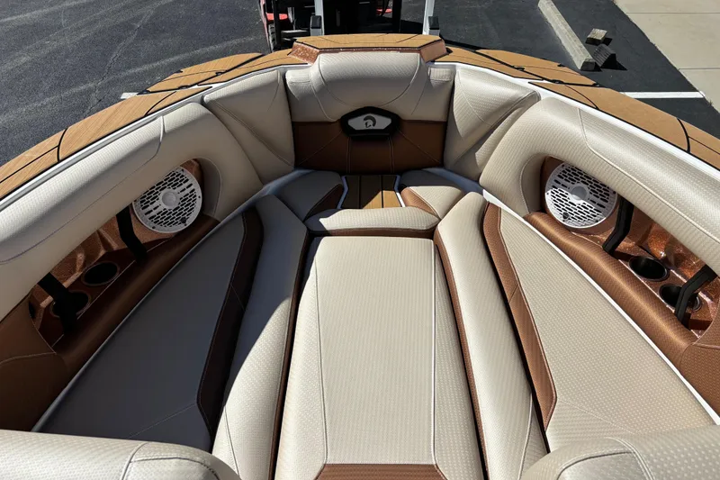 Slide: The Image of Luxurious interior of 2022 Centurion Ri245 boat with premium seating and speakers. - 7