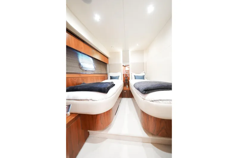 Slide: The Image of Luxurious bedroom interior of 2013 Sunseeker Manhattan 73 yacht with modern decor. - 21