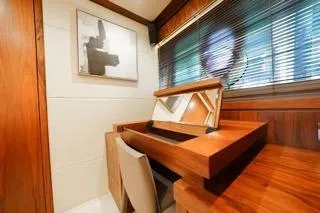 Slide: The Image of Luxurious bedroom interior of 2013 Sunseeker Manhattan 73 yacht with elegant wood finishes. - 28