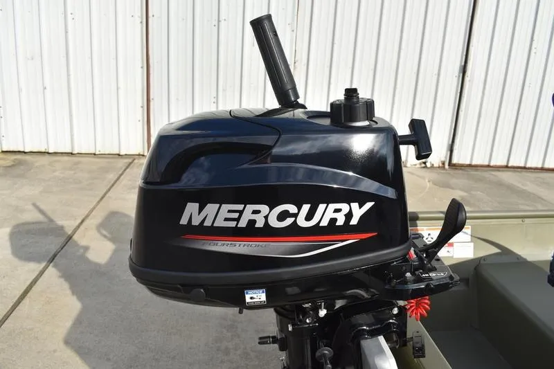 Slide: The Image of 2024 Lowe L1040 Jon boat with Mercury FourStroke outboard motor. - 4