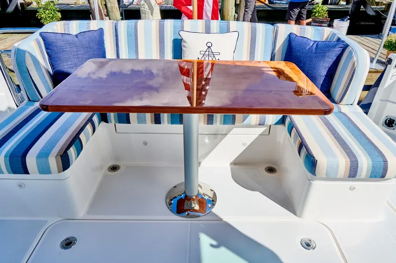 Slide: The Image of Luxurious seating area on Sabre 45 Salon Express 2027 yacht. - 2