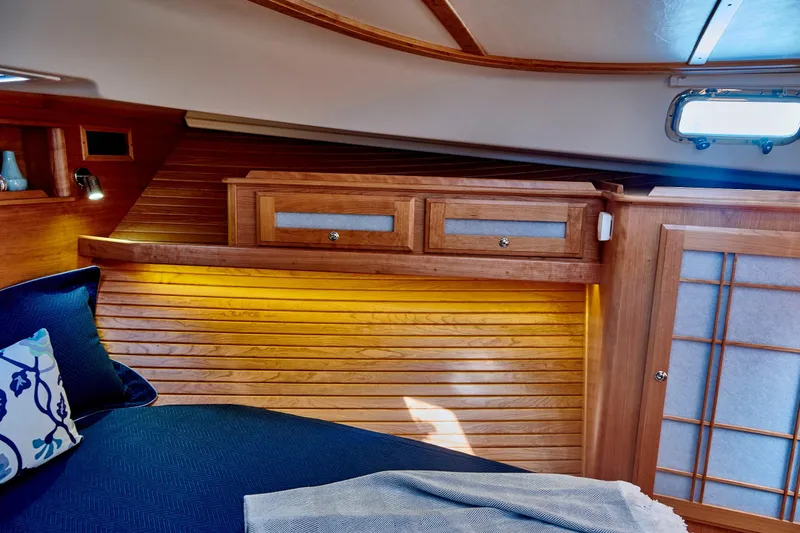 Slide: The Image of Interior of Sabre 45 Salon Express 2027 with wood finish. - 23