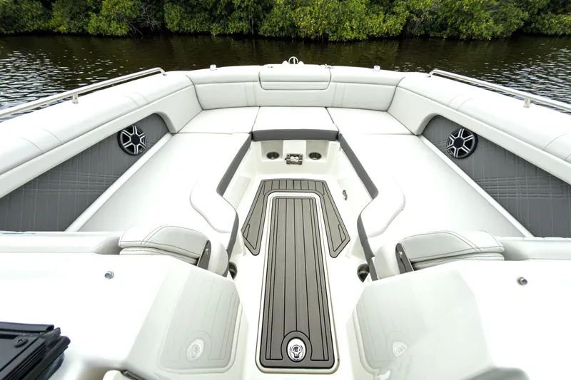 Slide: The Image of Interior of 2026 Sea Ray SDX 290 Outboard with luxurious seating. - 17