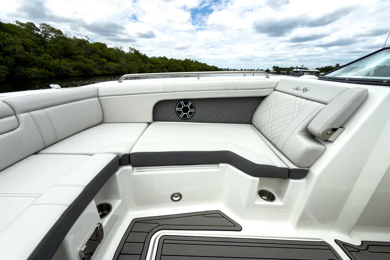 Slide: The Image of Luxurious interior of the 2026 Sea Ray SDX 290 Outboard. - 19