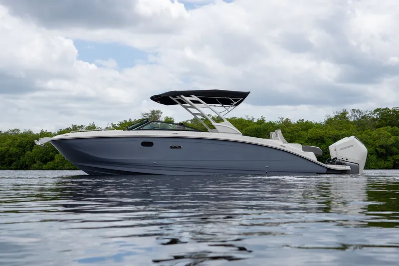 Slide: The Image of 2026 Sea Ray SDX 290 Outboard on calm water. - 24