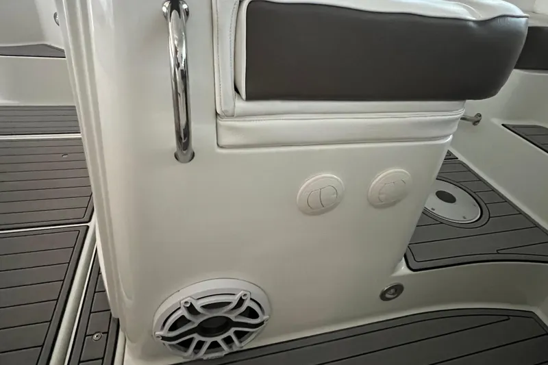 Slide: The Image of 2008 Cruisers Yachts 390 Sports Coupe interior with speaker and seating detail. - 18