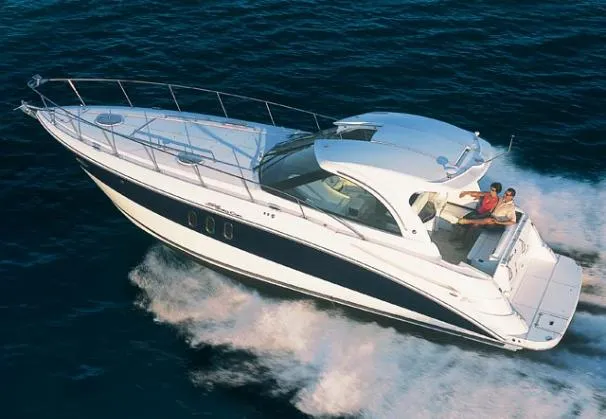 Slide: The Image of 2008 Cruisers Yachts 390 Sports Coupe on the water. - 2