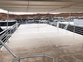 Slide: The Image of Top deck of a 2008 Destination Yachts Cruisin, overlooking the marina. - 41