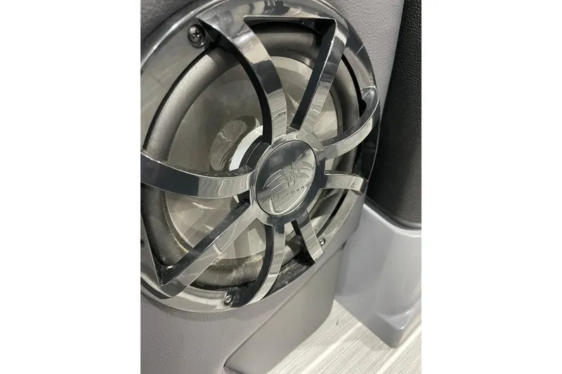 Slide: The Image of Close-up of a speaker in a 2025 Trifecta 23RFSS boat. - 6