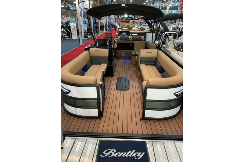 Slide: The Image of 2026 Bentley Pontoons Elite 253 Swingback Bench Full Tube interior with luxurious seating. - 3