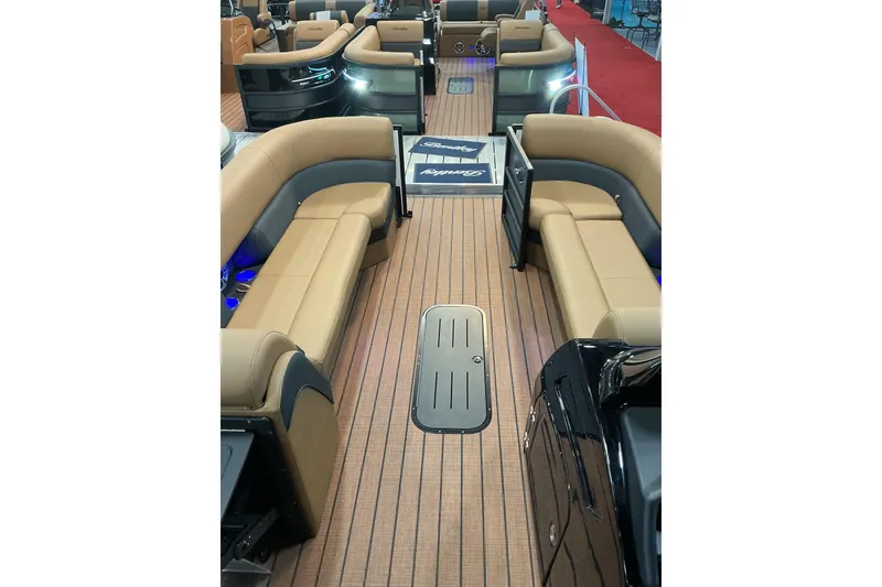 Slide: The Image of 2026 Bentley Pontoons Elite 253 interior with luxurious seating and sleek design. - 7