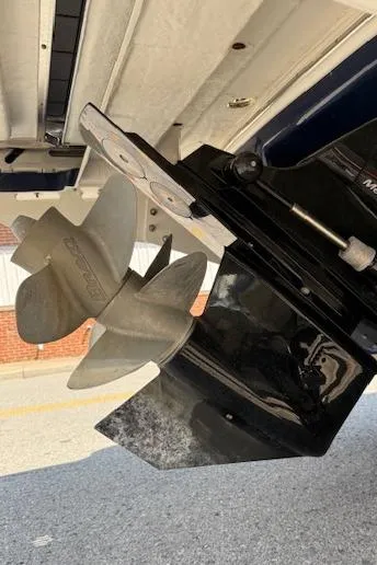 Slide: The Image of 2023 Chaparral 267 SSX boat propeller and stern drive close-up. - 35