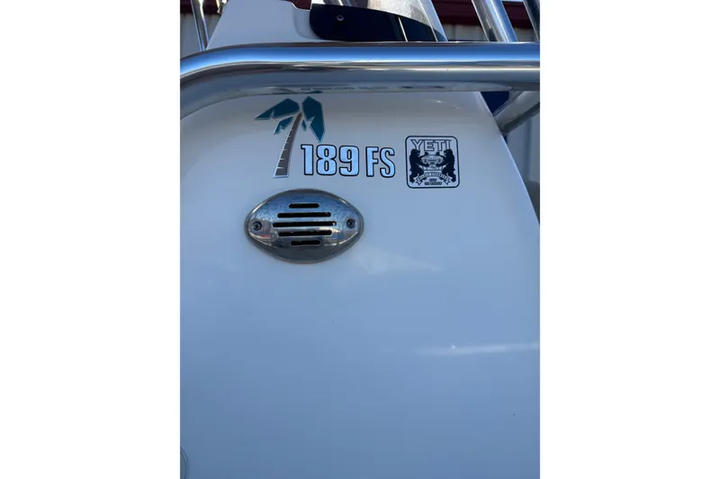 Slide: The Image of 2017 Key West 189 FS boat with Yeti sticker and palm tree logo. - 27