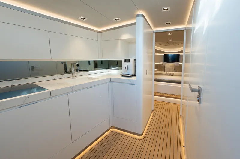 Slide: The Image of Luxurious interior of 2024 Wajer 55 HT yacht with modern kitchen and cozy bedroom. - 27