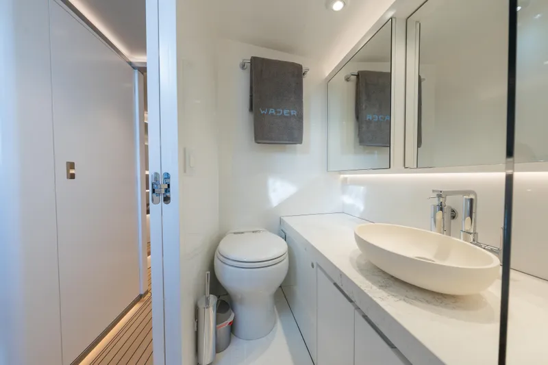 Slide: The Image of Luxurious bathroom in 2024 Wajer 55 HT yacht, featuring modern fixtures and elegant design. - 29