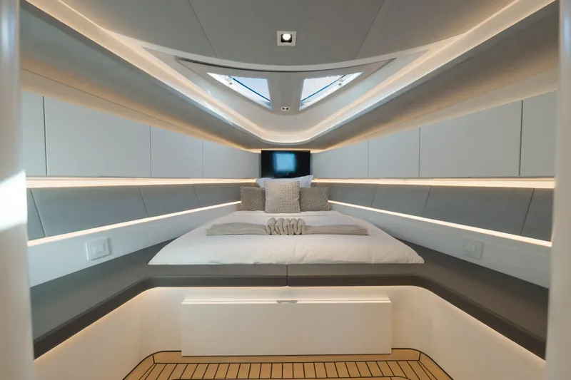 Slide: The Image of Luxurious interior cabin of 2024 Wajer 55 HT yacht with modern design and ambient lighting. - 35