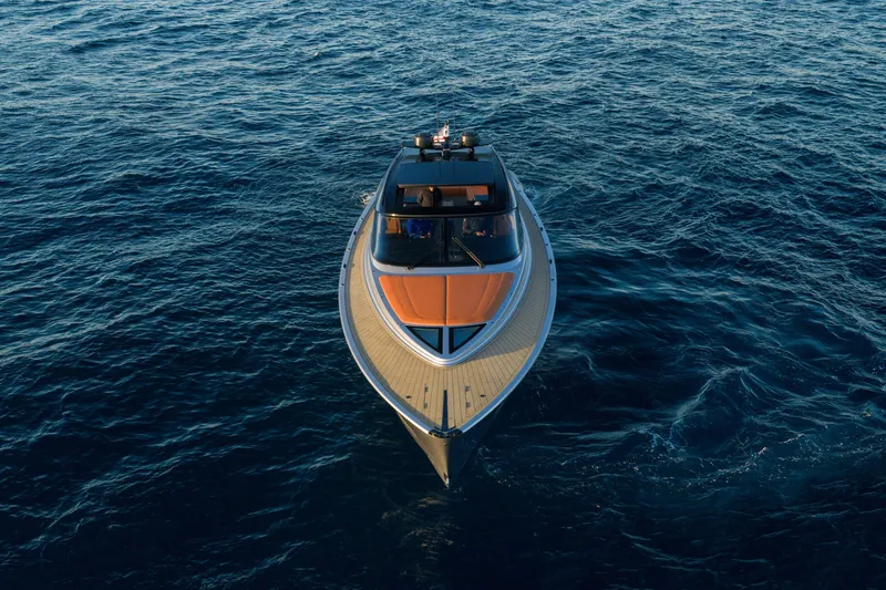 Slide: The Image of 2024 Wajer 55 HT yacht cruising on open sea, aerial view. - 4