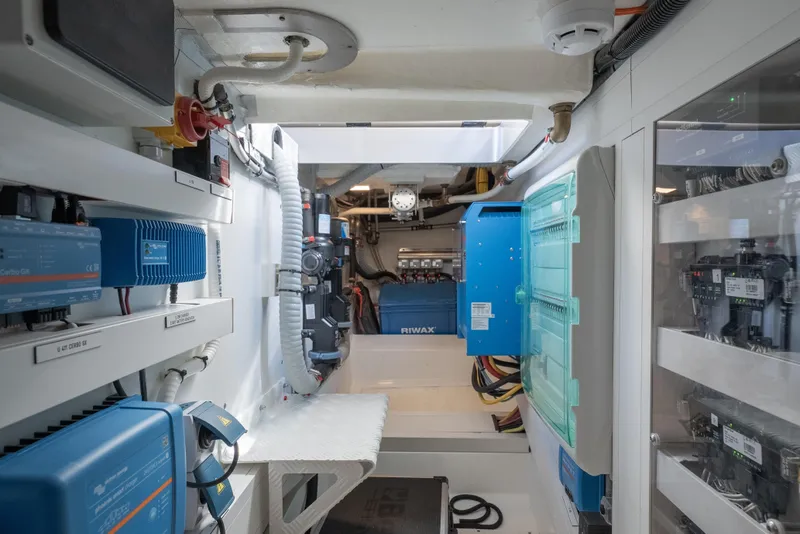 Slide: The Image of Engine room of 2024 Wajer 55 HT yacht, showcasing advanced electrical systems and equipment. - 41