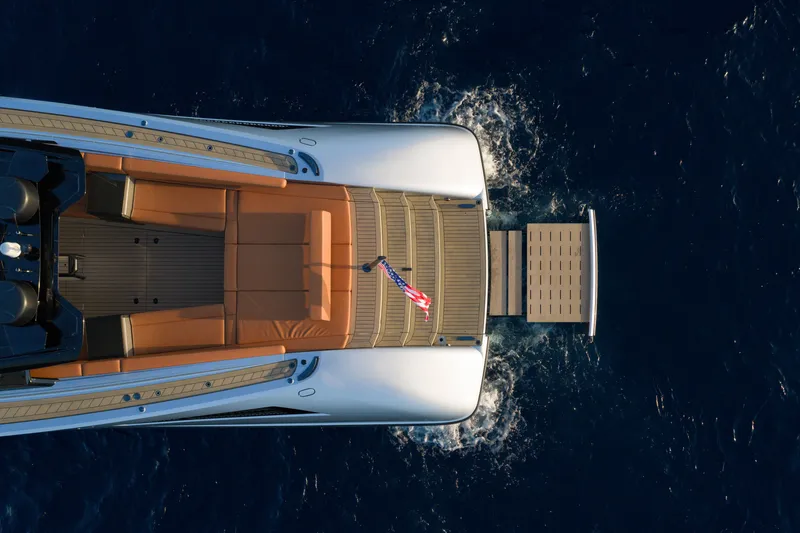 Slide: The Image of Aerial view of 2024 Wajer 55 HT yacht cruising on deep blue ocean. - 44