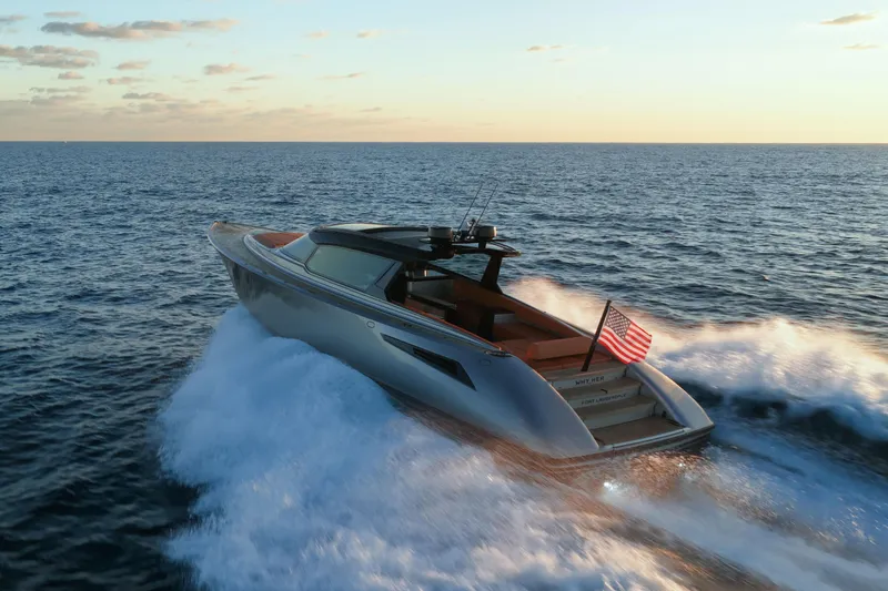 Slide: The Image of 2024 Wajer 55 HT yacht cruising on open sea at sunset. - 47