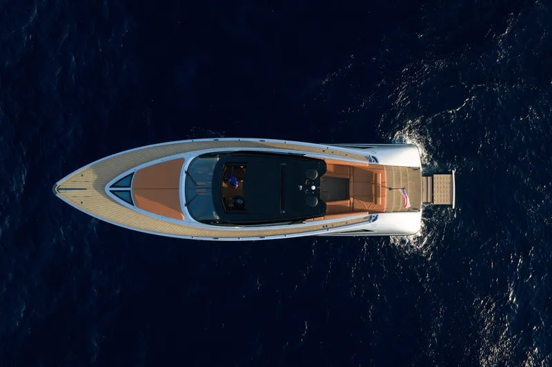 Slide: The Image of Aerial view of 2024 Wajer 55 HT yacht cruising on deep blue ocean. - 54