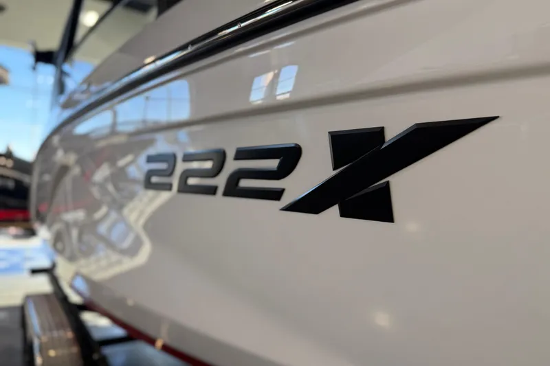 Slide: The Image of 2026 Yamaha Boats 222XD model name on sleek white hull. - 28