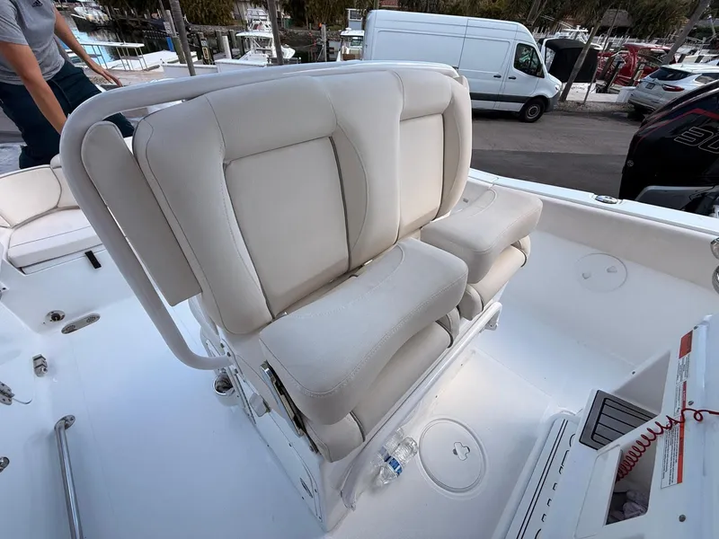 Slide: The Image of 2020 Sea Hunt Ultra 265 SE boat seats, white interior. - 21