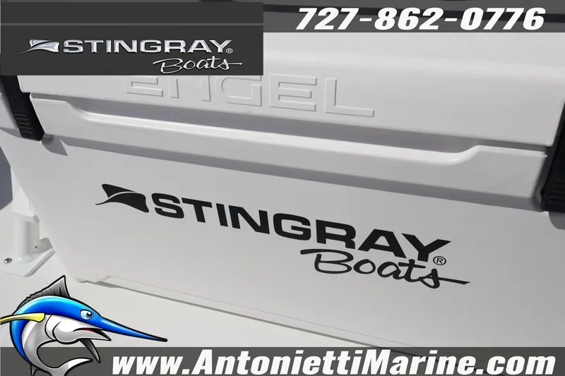 Slide: The Image of 2026 Stingray 216 CC boat branding with contact details and website. - 24