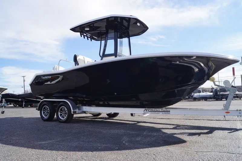 The Image of 2026 Tidewater 220 LXF boat on trailer, side view. - 1