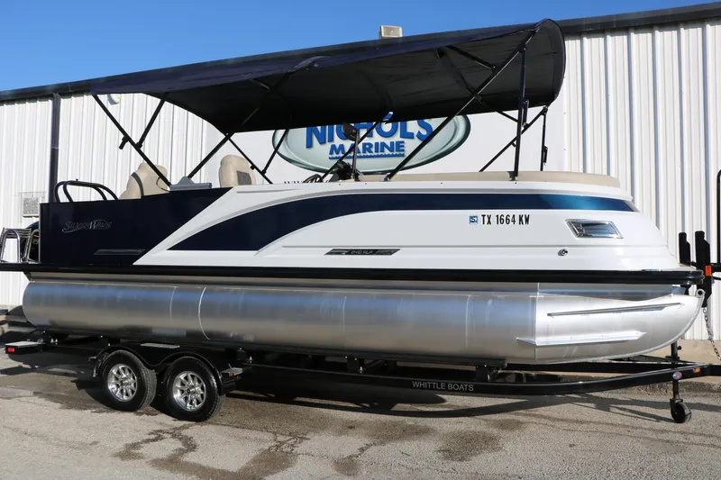 The Image of 2023 Silver Wave 2410 SW5 RLP pontoon boat on trailer at Nichols Marine. - 1