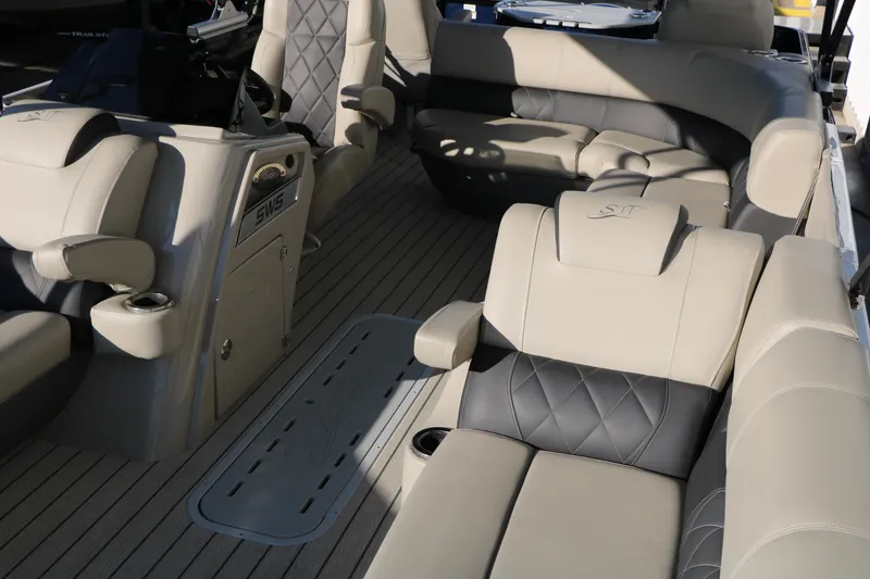 Slide: The Image of Luxurious interior of 2023 Silver Wave 2410 SW5 RLP boat with plush seating. - 25