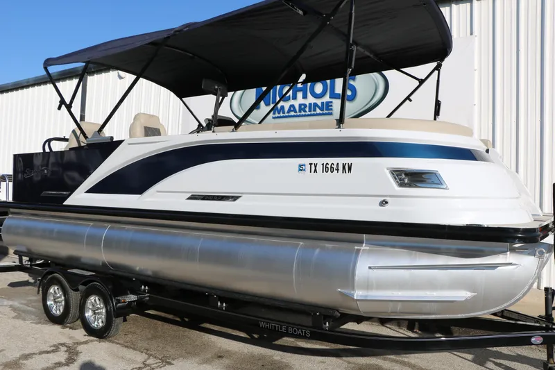 Slide: The Image of 2023 Silver Wave 2410 SW5 RLP pontoon boat with canopy at Nichols Marine. - 3