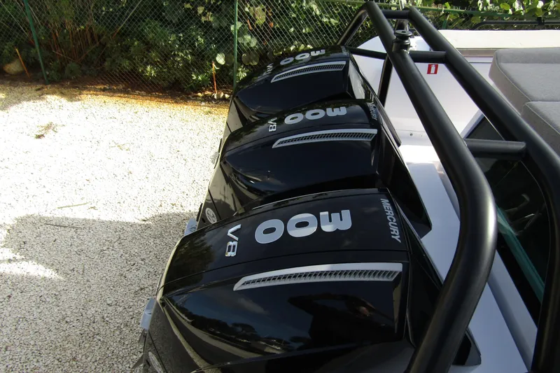 Slide: The Image of Triple Mercury 600 V8 engines on 2024 Axopar 45 XC Cross Cabin BRABUS Trim. - 50