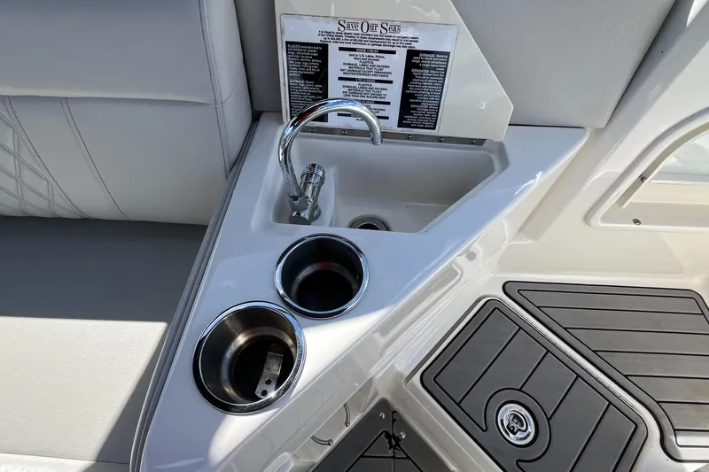 Slide: The Image of Luxury boat interior with sink and cup holders, Sea Ray SLX 280, 2021 model. - 65