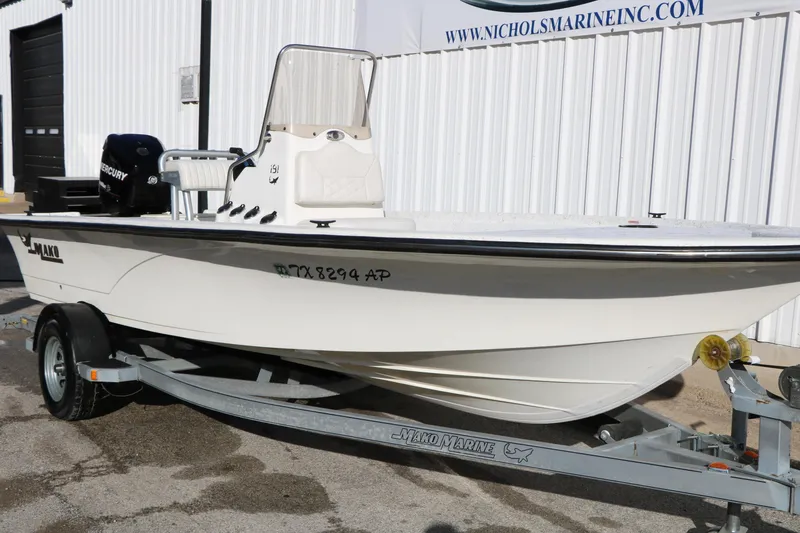 Slide: The Image of 2007 Mako 191 Inshore boat on trailer, parked outside Nichols Marine. - 4