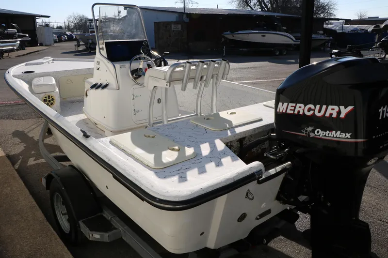 Slide: The Image of 2007 Mako 191 Inshore boat with Mercury OptiMax engine on trailer. - 8