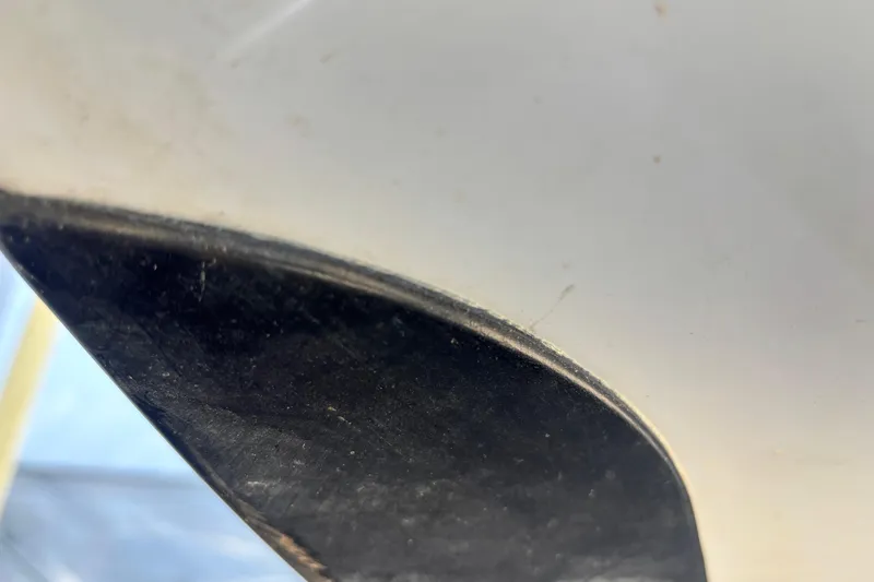 Slide: The Image of Close-up of 2018 Ranger Z519 Comanche boat hull detail. - 2