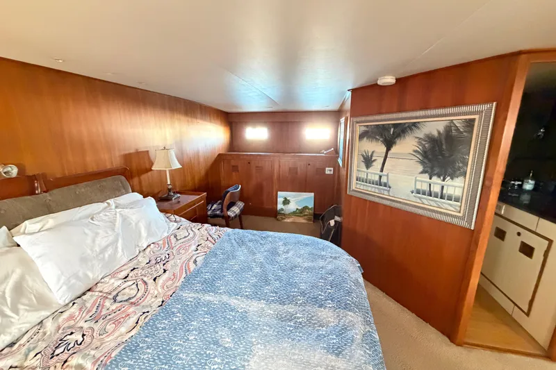 Slide: The Image of Luxurious bedroom interior of 1988 Cheoy Lee 66 Long Range MY yacht. - 20