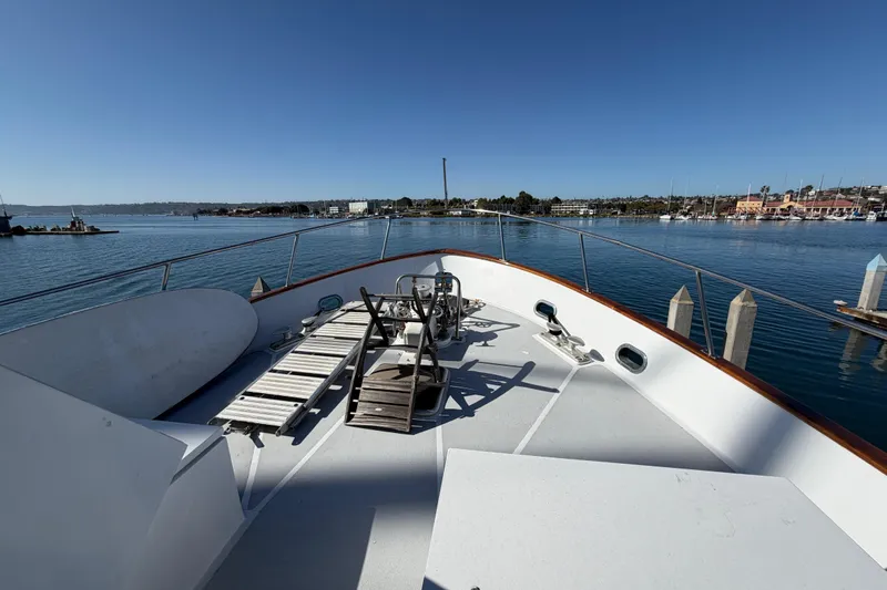 Slide: The Image of 1988 Cheoy Lee 66 Long Range MY yacht deck with ocean view and clear sky. - 31