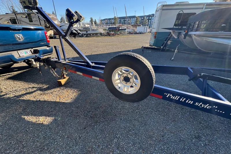 Slide: The Image of Blue truck towing a trailer with "Pull it in style" text, parked near RVs and boats. - 30