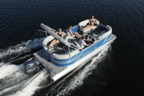 Slide: The Image of 2016 Sylvan Mirage 8520 LZ pontoon boat on the water. - 5