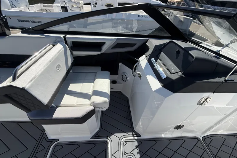 Slide: The Image of 2024 Cobalt R8 Outboard interior with sleek seating and modern design. - 14