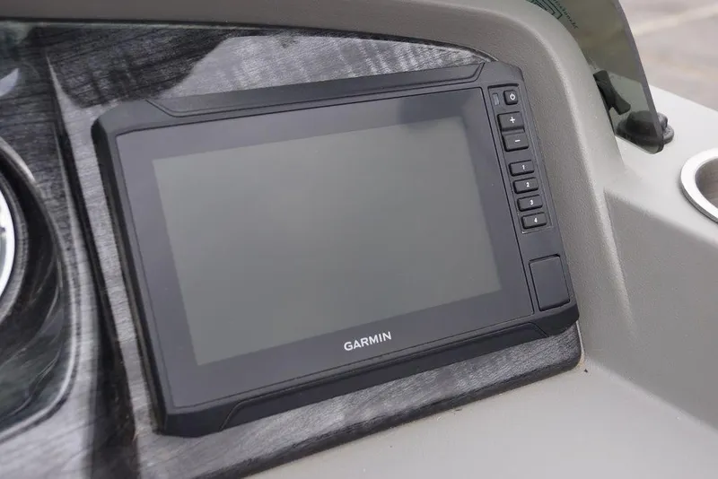 Slide: The Image of Garmin display on 2026 Avalon Catalina Versatile Rear Bench boat dashboard. - 16