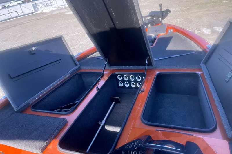 Slide: The Image of Open storage compartments on a 2019 Vexus AVX1880 boat. - 8