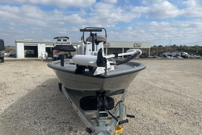 Slide: The Image of 2025 Vexus ACX2000 boat on trailer in outdoor dealership lot under cloudy sky. - 7